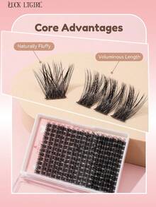 LUCK LTGIRL 192/384/576PCS Cluster Lashes DIY Eyelash Extensions C/D Curl 10-16mm Natural 3D Faux Mink Wispy Lashes Voluminous Fluffy Lightweight Soft Reusable - View 7