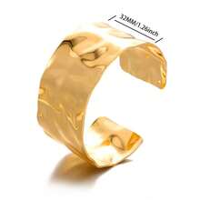 1 st damer vintage tvinnat tjockt asymmetriskt geometriskt öppet armband, 18K guldpläterat smycke present - Gult guld - Visa 8