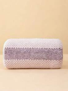 Coral Fleece Striped Minimalist Soft Absorbent Bath Towel/Hand Towel For Home Use - Lilac Purple - View 3