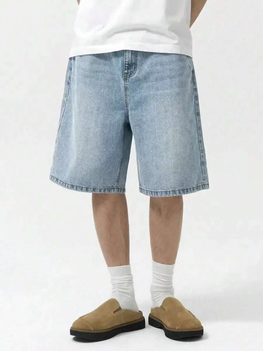 Quần short denim màu xanh nhạt thời trang thường ngày dành cho nam thiếu niên. - Màu xanh lam - Xem 1