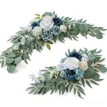 2件白色人造花卉拱门装饰，带绿植，婚礼拱门背景花艺，适用于仪式、新娘送礼会、订婚派对、招待会和拍照区装饰 - Colored - 查看 11