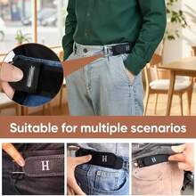 Unisex Elastic Waist Belt - Metal Hook Buckle Less Invisible Design For Work & EDC With Carabiner - 2pcs - 查看 7