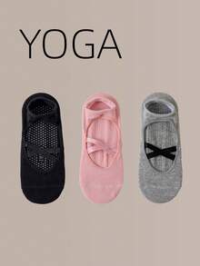 Women's Pilates Yoga Sports Non-Slip Socks, Silicone Strap Grip Ballet Dance Fitness Socks - Multicolor - View 14
