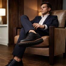 Men's Dress Shoe, Casual Oxford Loafer, Comfortable, Stylish, Lightweight, Dressy Derby Premium Loafer For Work And Everyday Wear - 黑色 - 查看 2