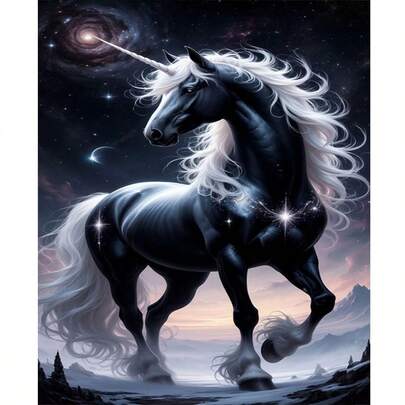 1pc 2D DIY Diamond Painting Starry Sky Unicorn, Diamond Art For Living Room/Bedroom Decor, Handmade DIY Diamond Painting, Perfect For Holiday Gifts