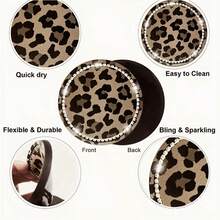 1/2/4pcs Car Cup Holder Coasters With Leopard Print Pattern, Interesting Leopard Design To Protect Car Cup Holders - Leopard Print Coasters - View 2