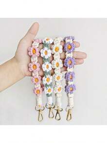 1pc Handmade Crochet Bohemian Style Daisy Wristband Key Chain Strap Water Bottle Handle Rope Ideal Gift For Friends And Lovers School Car Accessories Cute Goth Y2k - Nhiều màu - Xem 1