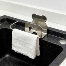 2pcs Stainless Steel Kitchen Sink Organizer Rack | Self-Adhesive Sponge Holder, Wall Mount Storage Hook, For Holding Dishcloth And Accessories, Modern Style, Multi-Function Hanger - View 4