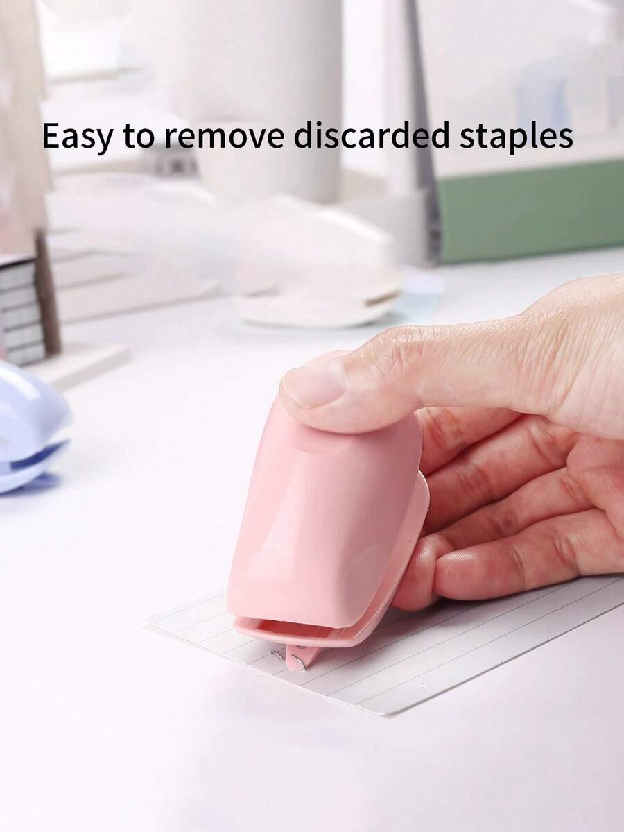 1 Set Cute Mini Stapler Combination, Portable Stapler 26/6, 12-Page Staple Remover, Small Stapler, Multi-Functional Stapler, Office & Student Stationery - Stapler - View 1