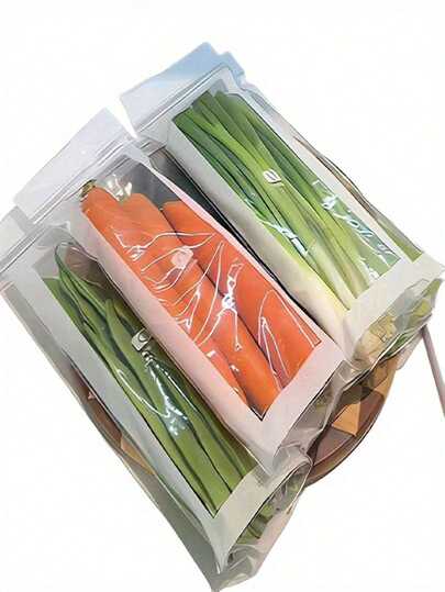 50/100pcs Leak-Proof Freezer Bags, Excellent Sealability, Reusable And Stackable, Transparent Design, Suitable For Vegetables, Onions, Cucumbers, Noodles, Etc. - High-Quality Kitchen Food Storage Bags, Double-Layer Seal | Suitable For Fruits And Vegetables. - Thickened Plastic Refrigerator Food Storage Boxes, Transparent Design, Suitable For Carrots, Green Beans, Etc., Kitchen Sealing Bags, Vegetable Storage Bags, Essential Kitchen Items, Transparent Bags, Leak-Proof Design, Thickened Material,
