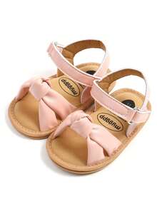 Neugeborene Säuglings Mädchen Jungen Sommer Sandalen Outdoor-Leisure Strandschuhe mit Blumen Schleife rutschfeste Sohle Kleinkind Laufschuhe - Pink - Übersicht 7
