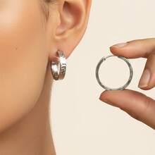 High-Quality Stainless Steel Women's Hoop Earrings, Fade-Resistant, Low-Allergenic 316L Ear Posts, Elegant Jewelry Earrings, Suitable For Daily, Holiday, Vacation, Party - Silver - View 9
