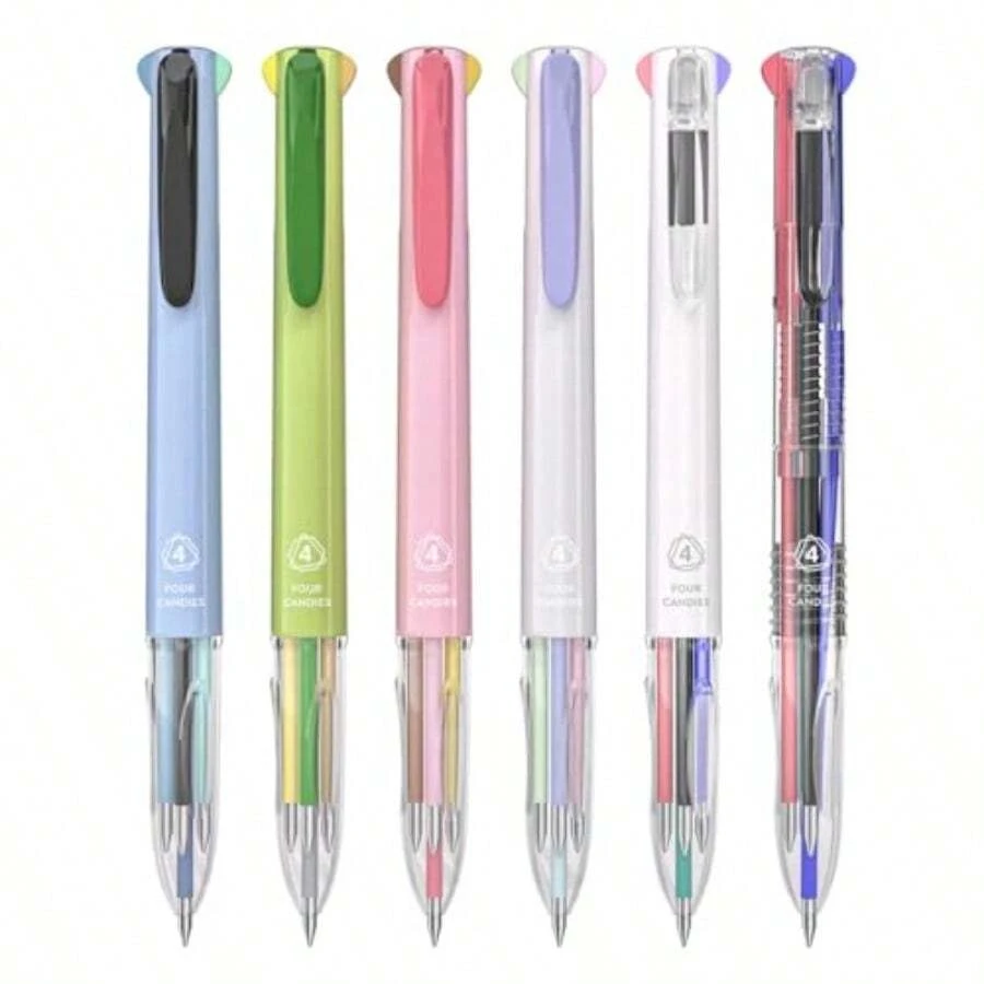Multicolor Pens 4-In-1 Colored Ballpoint Pen 0.5mm Quick Dry Black Ink Pens Fine Point Smooth Writing Pens Cute Nurse Pens For Work 18 Colors 6PCS - Nhiều màu - Xem 1