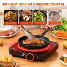 SUPERLEX 1500W Electric Stove, 4-In-1 Induction Cooker Table, Portable Cooking Hot Plate, 5-Speed Temperature Control Portable Cooking Hot Plate, Heating Indicator Light, Overheating Protection. Suitable For All Cookers, Suitable For RV/Home/Camping/Apartment - Ver 2
