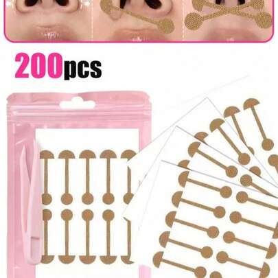 200pcs Elastic Nose Clip Corrector, Self-Adhesive Nose Wing Corrector For Wide Nostrils, Skin-Friendly Nose Lifting Stickers, Free Gift, Travel Essential, Economical Product