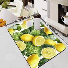 Summer Lemon Print Kitchen Countertop Drying Mat, Quick Dry Trivet For Dining Table, Bar, Coffee Machine, Non-Slip Waterproof Rubber Bottom, Easy To Clean - Mustard Yellow - View 12