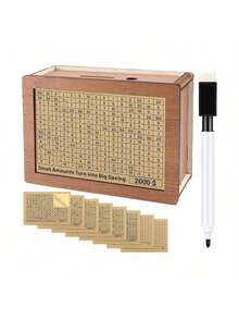 1pc Euro/Dollar Version Wooden Money Box With Digit Checking Function, Money Box With Savings Goal, Money Box With Counter, Piggy Bank With Savings Goal - View 6