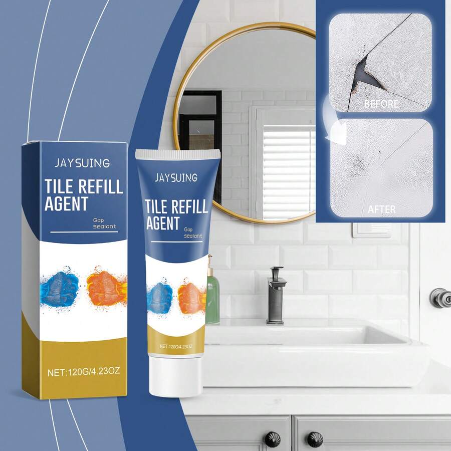 JAYSUING 20ml/120ml Waterproof Tile Grout, Mold-Resistant Caulk, Bathroom & Kitchen Wall & Floor Repair Sealant, DIY Tile Grout Replacement, Waterproof Shower Caulk, Bathroom & Kitchen Tile Crevice Filler, Cleaning Supplies