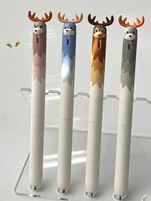 4 bút bi mực gel hình gia đình hươu, ngòi xoay 0.5mm, màu đen, khô nhanh, viết trơn tru, thích hợp cho học sinh chuẩn bị năm học mới. - bút gel - Xem 5