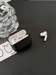 1pc Minimalist Style Earphone Case Suitable Compatible With Apple Pro 2, Matte Protective Cover For AirPods Pro 1/2/3/4 - Black - View 4