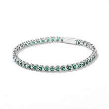 2026新款绿色心形手链，S925纯银，低过敏性，简约精致日常佩戴饰品 - 綠色 - 查看 3