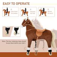 Kids Ride-On Walking Horse With Easy Rolling Wheels, Soft Huggable Body, Large Size For Kids 5-16 Years, Brown - Brown - View 6