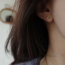 1对，女士复古精致绿色耳环迷你小耳环气质耳环耳环耳环耳环耳环耳环 - 橄欖綠 - 查看 1