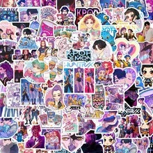 Mattel 美泰 K-Pop 90张女巫猎人主题贴纸，男鬼贴纸，K-Pop 男/女团系列，韩国美男明星贴纸/动漫系列小礼物 - 彩色 - 查看 1
