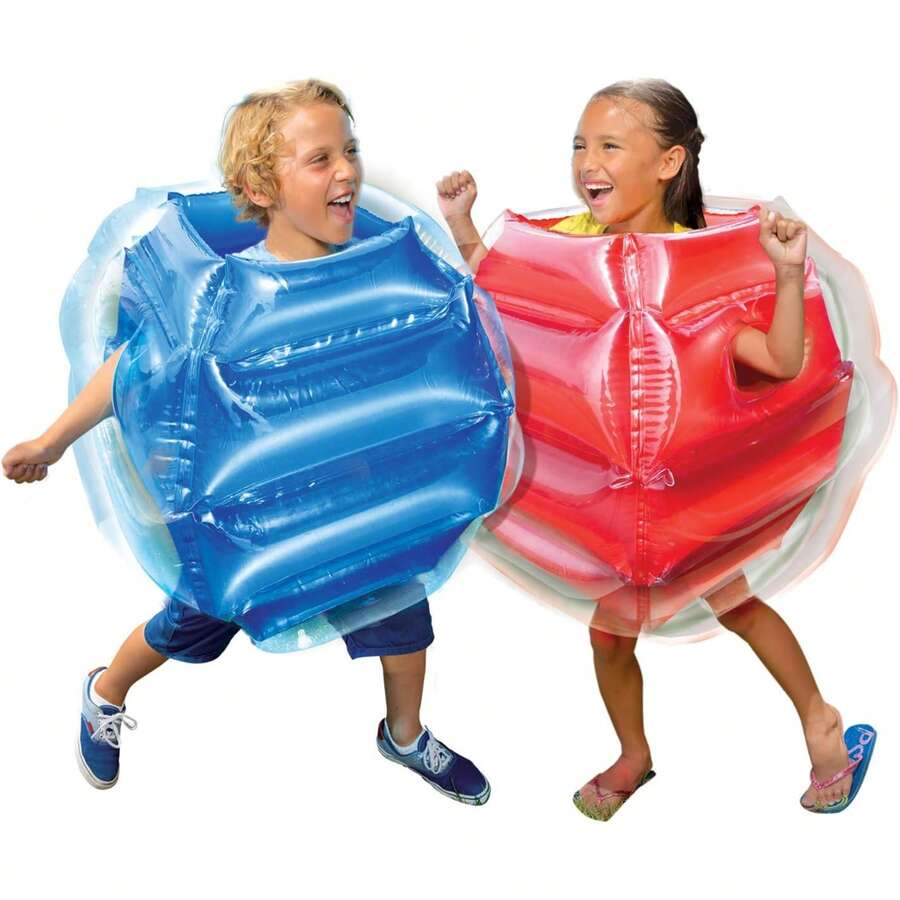 GCCSJ Kids Sumo Balls,2-Pack 24 Inch Kids Bumper Balls - Inflatable Sumo Bumper Soccer Balls For Ages 3-12, Outdoor Team Play Balls With Safety Handles, Fun Backyard Game & Birthday Party Toy For Boys & GirlsIt Is The Best Birthday Giftgift For Children (24 Inch,2 PcsBlue+Red)