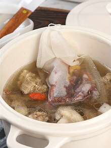 1-100个可重复使用抽绳汤袋 - 多功能厨房滤网，适用于茶叶、香料和纱布 - 非常适合烹饪、中药材和骨汤，返校季必备 - 彩色 - 查看 5