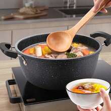 Bộ 1 nồi nấu canh dùng trong gia đình, nồi chống dính, nồi nấu nhỏ có lớp phủ, nồi hấp hai quai dày, thích hợp cho bếp từ và bếp ga, 1 bộ (2 cái/3 cái) - Xem 11
