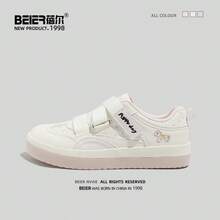 BEIER Damen Preppy College Stil Polka Dot Cartoon Runde Zehenkappe Leder Casual Sneaker - Pink - Übersicht 9