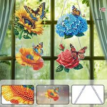 4pcs Butterfly & Flower Pattern Diamond Painting Desk Decor Set, 5D DIY Diamond Art Desktop Decoration, Gemstone Inlay Craft For Home, Bedroom - View 5