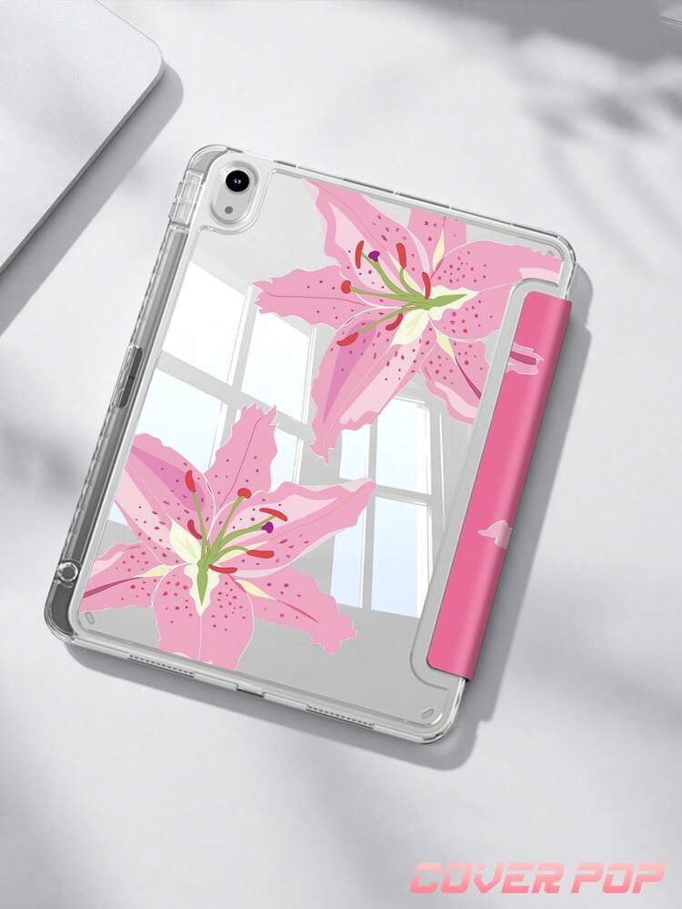 Pink Hibiscus Case Compatible With IPad Air 11-Inch M3 2025 / M2 2024, Air 5th Generation 2022 , (A16) 11 Inch 11th Generation 2025,Compatible With Samsung Galaxy Tab,Kindle Paperwhite 12th Gen 2024, Clear Back ,Fashion Pattern Protective Case,Autlueomatic Sleep And Wake-Up Function, Airbag Protection, Suitable For Gifts And Office Use - Multicolor - View 1