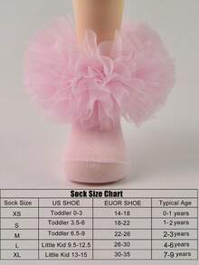 1 Pair Girls' Ruffled Floral Socks, Fluffy Princess Style Soft Infant & Toddler Socks - Multicolor - View 3