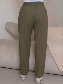 Women's Polyester Tie-Front Pants - Green - View 6
