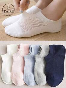 1/5 Pairs Women's Socks, Boat Socks, Ankle Socks, Black Socks, White Socks, Breathable Design, Non-Slip, Moisture-Wicking, Suitable For Various Outfits And Occasions, Random Color Combinations, Essential For Daily Wear, Indoor And Outdoor - Multicolor - View 9