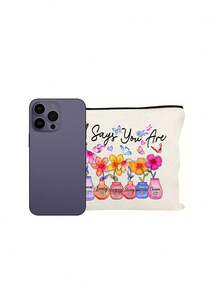 1 pieza Bolsa de maquillaje cristiana inspiradora | "Dios dice que eres único" Estampado floral religioso y versículo bíblico Organizador de viaje portátil con cremallera multifuncional | Disponible en varios colores | Adecuado para uso diario, viajes, playa, vacaciones, viajes de negocios, viajes al trabajo y vida universitaria | Regalo perfecto para damas en vacaciones/Pascua/Día de la Madre/Día de la Independencia/Temporada de bodas/Graduación/Aniversario/Cumpleaños - Multicolor - Ver 8