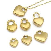 2个简约金色心形吊坠，不锈钢材质，爱心造型，适用于DIY项链、手链、耳环等首饰制作配件 - 金色 - 查看 2