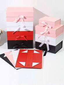 1pc Foldable Pink Gift Box, Gift Packaging Box, Suitable For Wrapping Gifts For Family And Friends, Applicable For Various Holiday Gifts - Pink - View 11