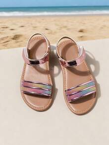 Girls' Sandals, Children's Princess Shoes, Medium & Large Kids' Summer Shoes, Little Girls' Soft Bottom Beach Shoes - Pink - View 3