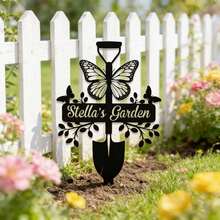 1pc Personalized Floral Design Garden Sign, Customized Garden Stake With Bird, Metal Yard Art For Outdoor Decoration, Personalized Name Mother's Gift, Gardening Gift, Housewarming Garden Bloom - Multicolor - View 32
