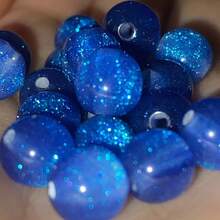50颗8/10毫米鲜艳彩色珠子 - 合成树脂圆珠，带有星空般闪亮效果，适合制作珠宝、手链、项链 - 母亲节DIY手工材料，珠宝制作珠子 - 彩色 - 查看 23