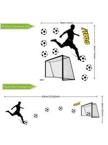 1 pezzo Adesivo da parete sagoma di calcio - Questi adesivi da parete personalizzabili a tema calcio sono perfetti per decorare porte, finestre, camere da letto, uffici, frigoriferi e caffè. Sono la scelta ideale per celebrazioni dei Mondiali, feste di calcio e eventi a tema. - Taglia unica per tutti - Visualizzare 3