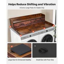 Washer Dryer Countertop With Shelf, 54 X 27.5 In Wooden Washer And Dryer Topper With 2 Drawers & 2 Hooks, Laundry Machine Topper For Laundry Closet Pantry Counter Organization And Storage, Brown - Nâu (Có kệ) - Xem 5