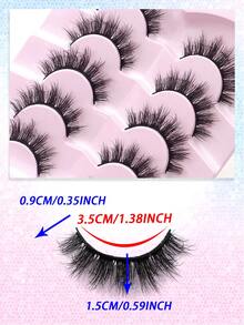 ENCHUW 5 Pairs Fluffy Lashes Dramatic False Eyelashes Volumized Curling Three-Dimensional Fake Eyelashes Suitable For Parties - Black - View 2