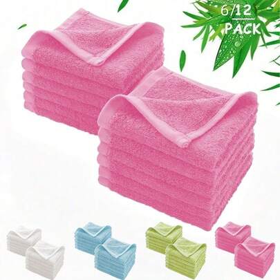 6/12pcs Microfiber Travel Makeup Towels, 9.84*9.84 Inches Reusable Makeup Remover Cleansing Soft Absorbent Cloths, Suitable For Ladies, SPA, Facial Care, Wedding, Holiday, Wholesale Gifts