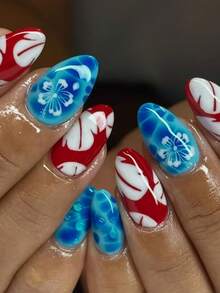 Bộ 24 miếng dán móng tay hình hoa oval, chất liệu acrylic, bao gồm 1 miếng gel dẻo và 1 dũa móng, dễ dán, phù hợp cho móng tay mùa hè và kiểu móng Pháp, lý tưởng cho phụ nữ và các cô gái sử dụng hàng ngày, dự tiệc và các dịp khác. - Nhiều màu - Xem 8