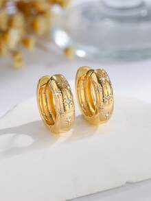 1对简约休闲百搭闪亮四角星耳环，适合日常佩戴 - 彩色 - 查看 3