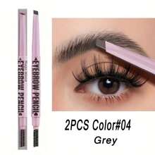 2pcs Dual-Ended Eyebrow Pencil, 2-In-1 Fine Tip & Brush Design, Long-Lasting Waterproof Natural Makeup, Automatic Eyebrow Pencil With Triangular Tip & Soft Brush, Easy To Apply - Eyebrow Pencil - View 10
